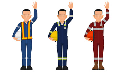 worker is raising hand overhead