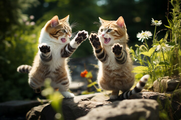 Claws Out Territorial Battles and Aggressive Rivalry Among Cats, Ai Generative - obrazy, fototapety, plakaty