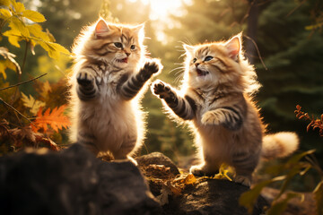 Claws Out Territorial Battles and Aggressive Rivalry Among Cats, Ai Generative - obrazy, fototapety, plakaty