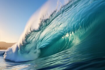 Blue Ocean Surfing Wave, Generative AI