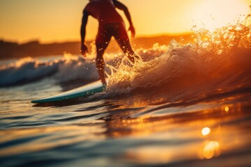 Blurry Surfer Man In The Ocean, Generative AI