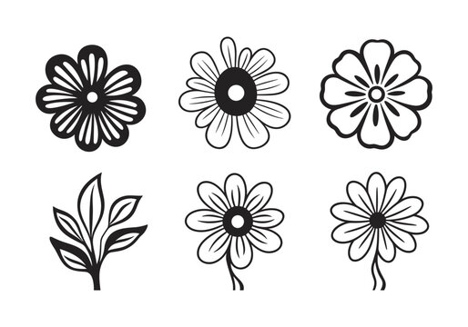 Set of flower design isolated on white vector illustration