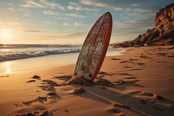 Surfboard On Beach, Generative AI