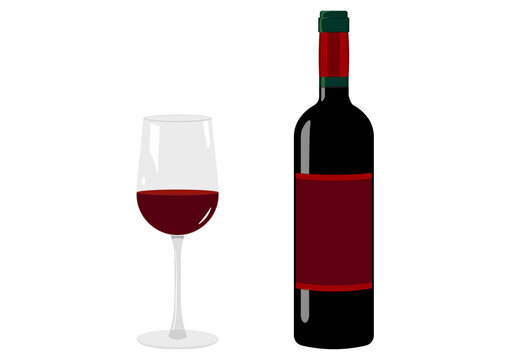 ワインボトルからグラスに注いだ赤ワイン
