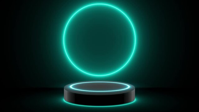 product display stage black color with neon style product photo mockup room mockup