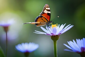 butterfly on flower generated Ai