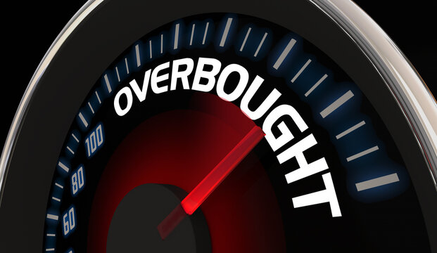 Overbought Stock Market Share Prices Too High Company Over Value Speedometer 3d Illustration