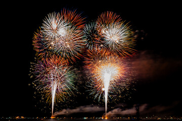 fire works over the river