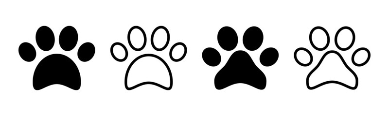 Paw icon set illustration. paw print sign and symbol. dog or cat paw