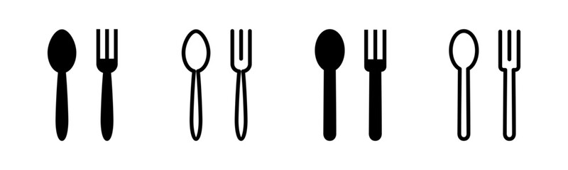 spoon and fork icon set illustration. spoon, fork and knife icon vector. restaurant sign and symbol