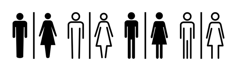 Toilet icon set illustration. Girls and boys restrooms sign and symbol. bathroom sign. wc, lavatory