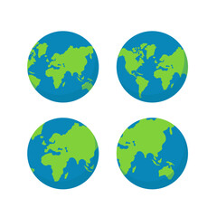 Vector several earth globes in flat design
