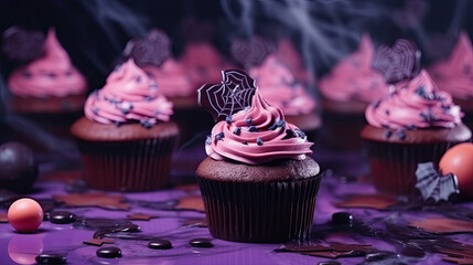 halloween cupcakes with cobwebs