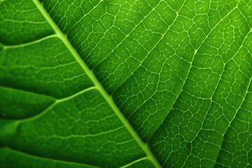 Close-up of a vibrant green leaf texture. Generative AI