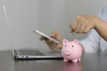 Hope of investor concept, Growth money of profitability of professional investment planning, Business and finance concept. coins and calculators, financial accounting concepts and save money.