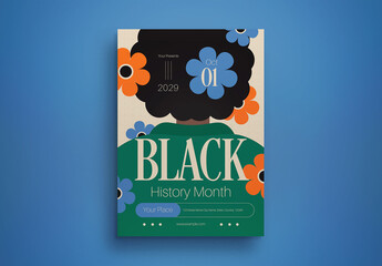Green Flat Design Black History Month Flyer Layout