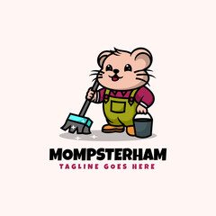 Vector Logo Illustration Mompsterham Mascot Cartoon Style.