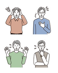 焦った表情のシニア男性