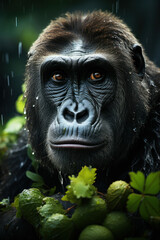 Obraz premium Gorilla, Wildlife Photography, Generative AI