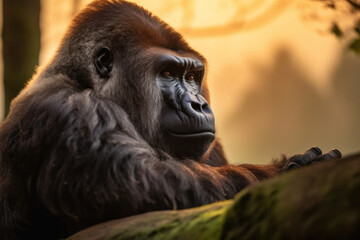Obraz premium Gorilla, Wildlife Photography, Generative AI