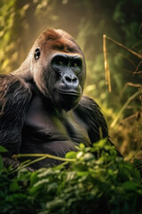 Obraz premium Gorilla, Wildlife Photography, Generative AI