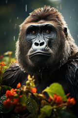 Obraz premium Gorilla, Wildlife Photography, Generative AI