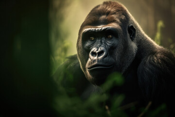 Obraz premium Gorilla, Wildlife Photography, Generative AI