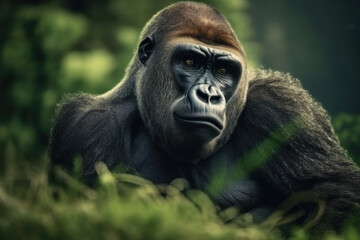Obraz premium Gorilla, Wildlife Photography, Generative AI