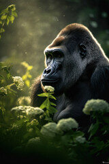 Obraz premium Gorilla, Wildlife Photography, Generative AI
