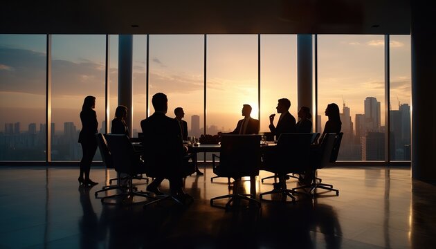 Business People in a Board Room Meeting Silhoutte
