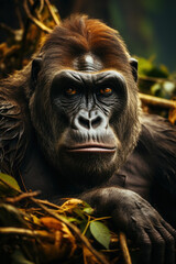 Obraz premium Gorilla, Wildlife Photography, Generative AI