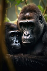 Obraz premium Gorilla, Wildlife Photography, Generative AI