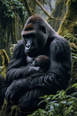 Obraz premium Gorilla, Wildlife Photography, Generative AI