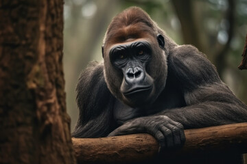 Obraz premium Gorilla, Wildlife Photography, Generative AI