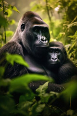 Obraz premium Gorilla, Wildlife Photography, Generative AI