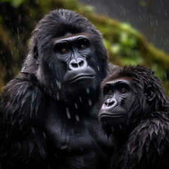 Obraz premium Gorilla, Wildlife Photography, Generative AI