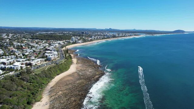 Idyllic View of Mooloolaba Beach, Maroochydore in the Sunshine Coast of Queensland, Australia