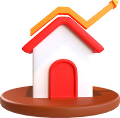 Growth Price  Arrow of mortgae real estate 3D icon