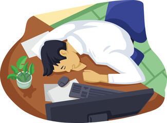 Office employees sleeping. Illustration. Tired.