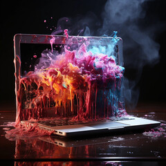 A Colorful Dripping Cloud of Slime Emerging From a Laptop Computer Generative AI