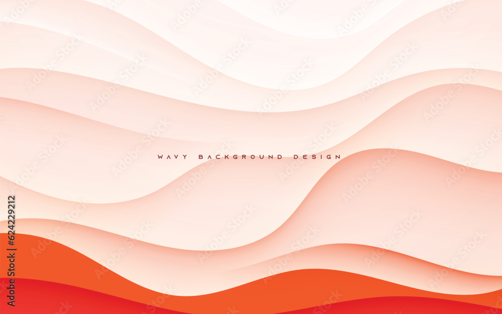 Poster abstract wavy background with orange color element