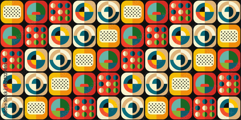 Fototapete Mosaic with intricate abstract tiles. An unusual pattern on the tile that makes it avant-garde and modern. Vector repeating pattern for interior and decoration.