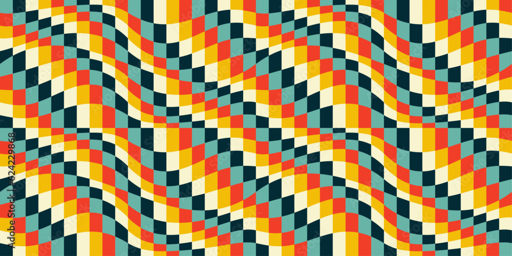 Leinwandbilder Checker pattern from the repeating curve of a mosaic. Vector colorful repeating pattern for interior and decoration.