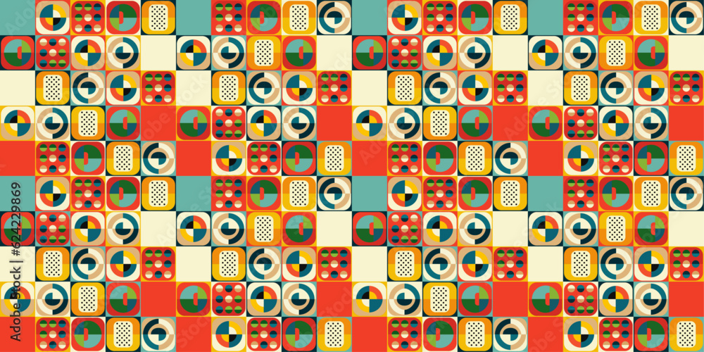 Leinwandbilder Mosaic with intricate abstract tiles. An unusual pattern on the tile that makes it avant-garde and geometric.