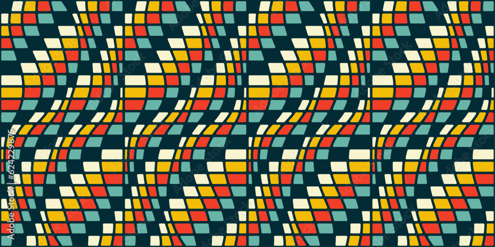 Poster Squared pattern from the repeating curve of a mosaic. Vector repeating pattern for interior and decoration.