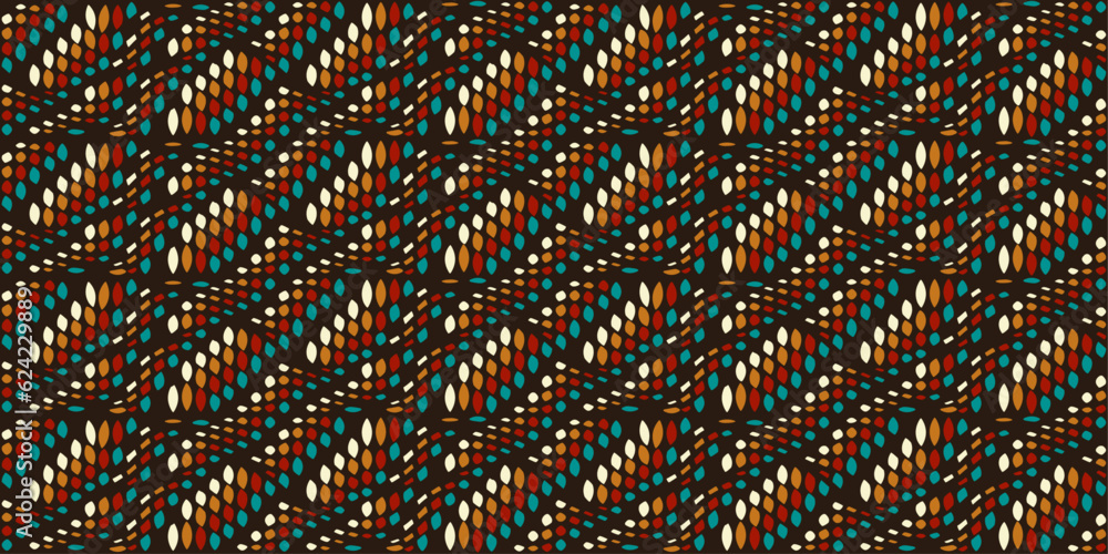 Poster Pattern from the repeating curve of a mosaic. Vector repeating pattern for interior and decoration, print and design, wallpaper.