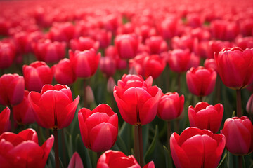 Red tulips in the garden
