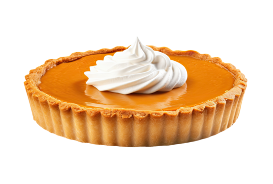 Pumpkin pie isolated on transparent background, Generative AI