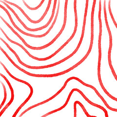 Fototapeta na wymiar Red Watercolor Topography Lines