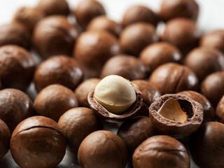 Roasted macadamia nuts on a plate